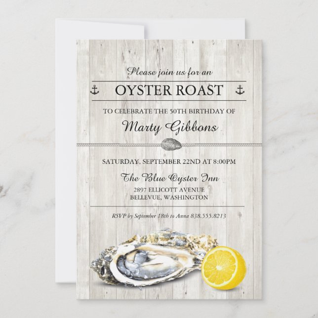 Oyster Roast Seafood Nautical Birthday Invitation (Front)