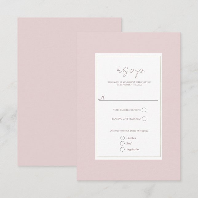 Oyster Rose & Or Moderne Mariage minimal RSVP (Devant / Derrière)