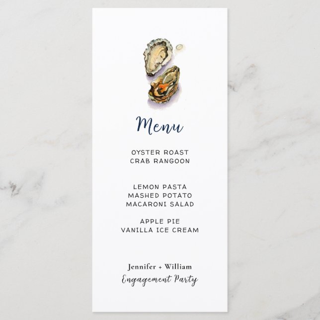 Oyster Seafood Party Menu Card (Front)