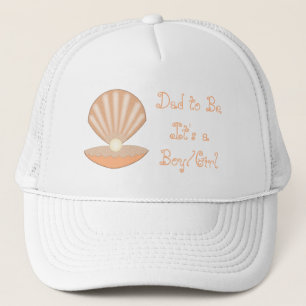 Oyster shell and Pearl Gender Neutra Gender Reveal Trucker Hat