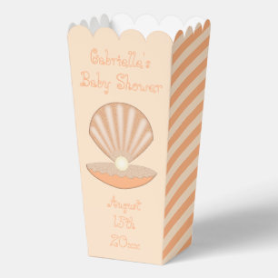 Oyster shell and Pearl Gender Neutral Baby Shower Favor Box