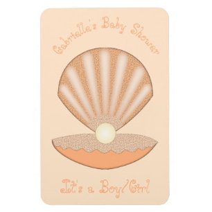 Oyster shell and Pearl Gender Neutral Baby Shower Magnet