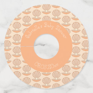 Oyster shell and Pearl Gender Neutral Baby Shower Wine Glass Tag