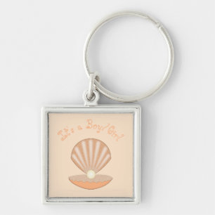 Oyster shell and Pearl Gender Neutral Custom Keychain