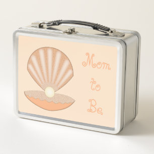 Oyster shell and Pearl Gender Neutral Custom Metal Lunch Box