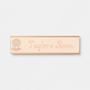 Oyster shell and Pearl Gender Neutral Custom Name Door Sign