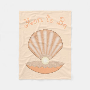 Oyster shell and Pearl Gender Neutral Mom to Be Fleece Blanket