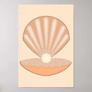 Oyster shell and Pearl Gender Neutral Poster