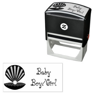 Oyster shell and Pearl Gender Neutral Self-inking Stamp