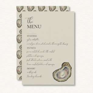 Oyster Shells Wedding Table Menu Cards Flat Menu