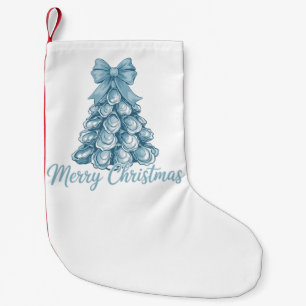 Oyster Tree Bow Preppy Merry Christmas Coquette Small Christmas Stocking