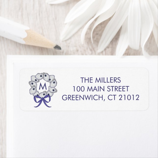 Oyster Wreath Return Address Label (Insitu)