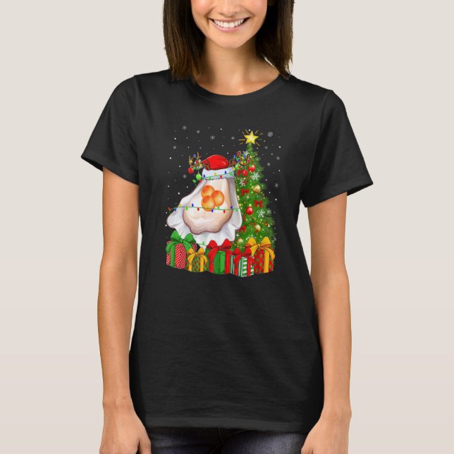 Oyster  Xmas Holiday Santa Oyster Christmas Tree T-Shirt (Front)