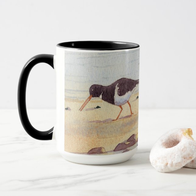 Oystercatcher Seabird Wildlife Birthday Coffee Mug (With Donut)