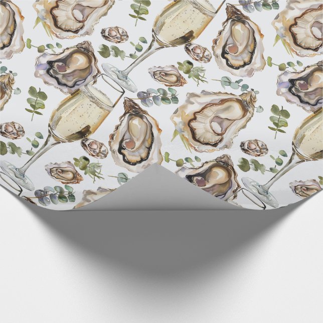 Oysters and champagne wrapping paper (Corner)