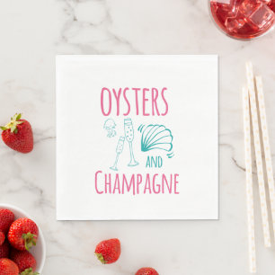 Oysters & Champagne Coastal Cocktail Entertaining Napkin