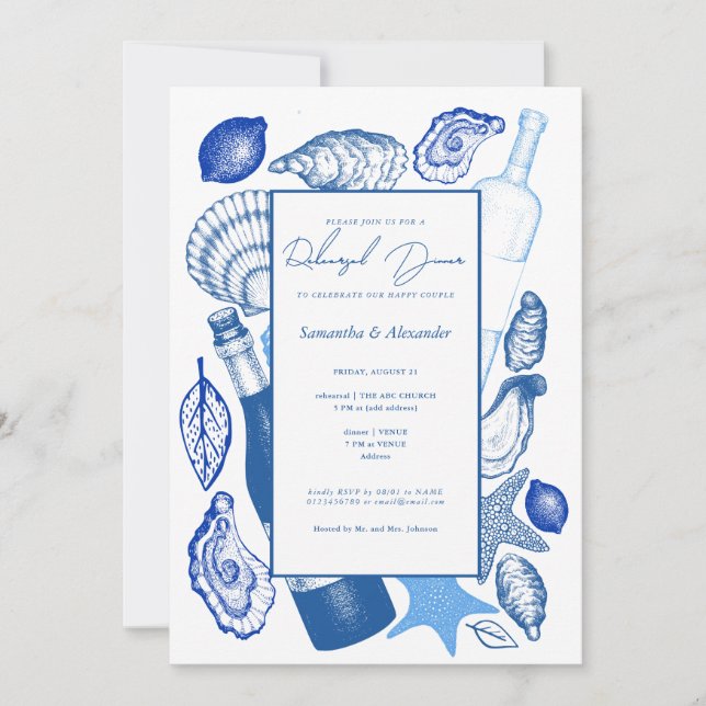 Oysters Wedding Rehearsal Dinner Welcome Party Invitation (Front)