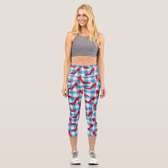 oz blue gingham ruby slippers capri leggings (Front)