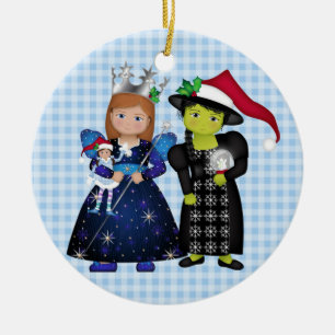 Oz-Some Merry Christmas Glenda and Wicked Witch 2 Ceramic Ornament