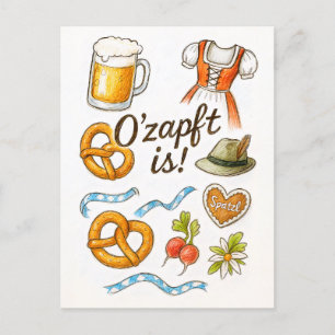 O'zapft Is! Festive Oktoberfest Celebration Holiday Postcard