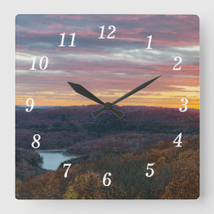 Ozark Mountains Autumn Sunset Wall Clock