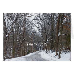 Ozark Snow Covered Road Painterly Thank You Card