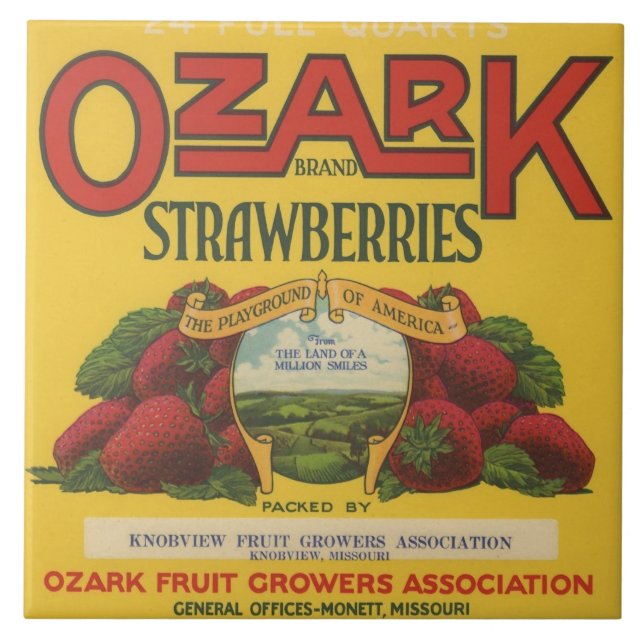 Ozark Strawberry Crate Label Tile (Front)