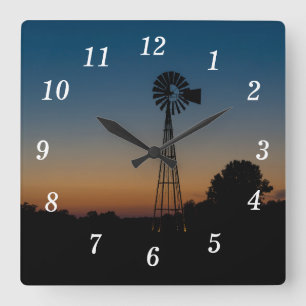 Ozark Windmill Sunset Wall Clock