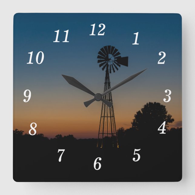 Ozark Windmill Sunset Wall Clock (Front)