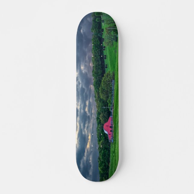 Ozarks Cloudy Farm Sunset Skateboard (Front)