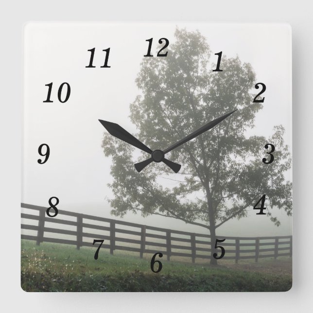 Ozarks Country Fog Square Wall Clock (Front)