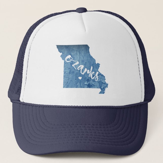 Ozarks, Missouri Wood Grain Trucker Hat (Front)