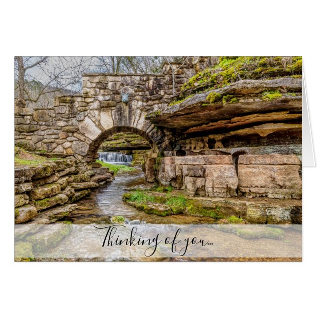 Ozarks Waterfall Under Bridge Thinking of you Card (Front Horizontal)