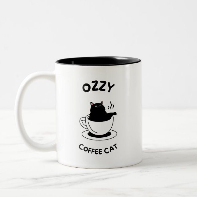 Ozzy Cat Noir Mug - Cosy Feline Vibes (Gauche)