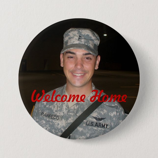 P1010387, Welcome Home 3 Inch Round Button (Front)