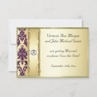 P1 Gold Purple Damask Enregistrer la carte Date