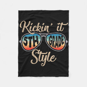 P41l Retro Kickin It 5th Grade Style Teacher Back Fleece Blanket