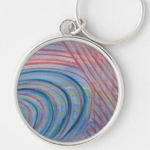 P43 Blue Red Yellow Colourful Abstract Art Keychain