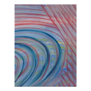 P43 Blue Red Yellow Colourful Abstract Art Poster