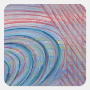 P43 Blue Red Yellow Colourful Abstract Art Square Sticker