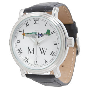 P51 Mustang Monogrammed classic plane Watch