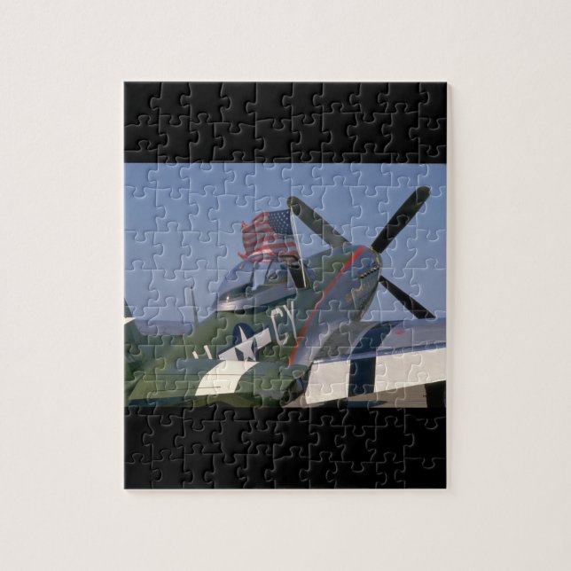 P51 Mustang, Rear View.(flag)_WWII Planes Jigsaw Puzzle (Vertical)