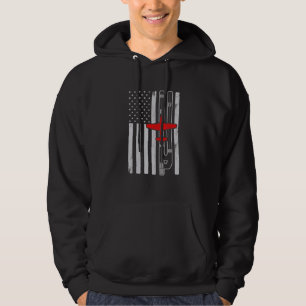 P51 Mustang Ww2 Airplane American Flag Runway P51d Hoodie