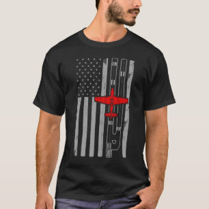 P51 Mustang WW2 Airplane American Flag Runway P51D T-Shirt