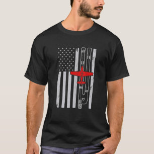 P51 Mustang Ww2 Airplane American Flag Runway P51d T-Shirt