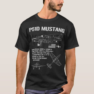 P51 Mustang WWII Fighter Specs Military Plane P51 T-Shirt