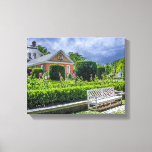 P527004(1)-Governor's Palace Gardens with Bench Canvas Print
