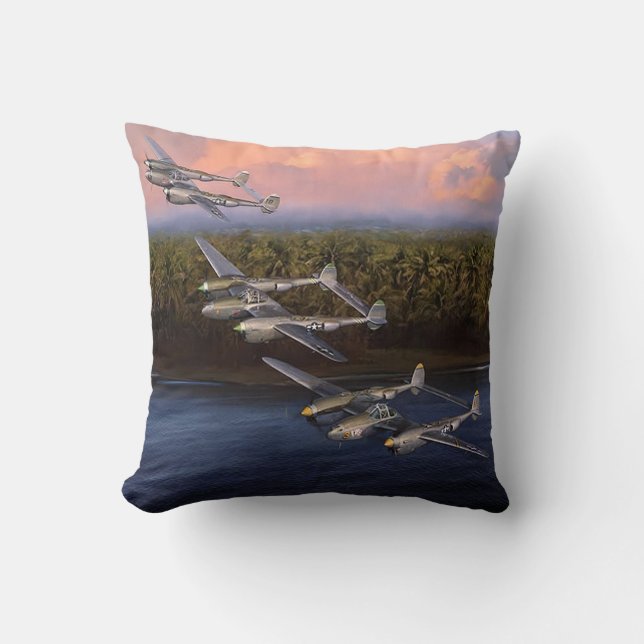 P-38 Aces of the 8th Fighter Group Throw Pillow (Front)