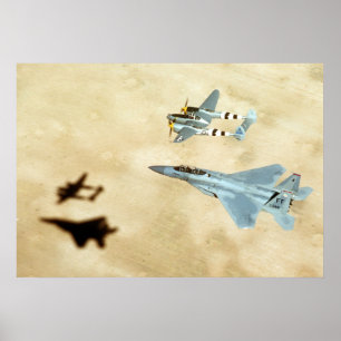 P-38 Lightning and F-15 Eagle Poster