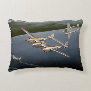 P-38 Lightning in Flight Accent Pillow